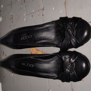 Brand new round toe, black Aldo wedges, size 38
